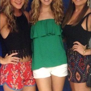 Green ruffle tube top